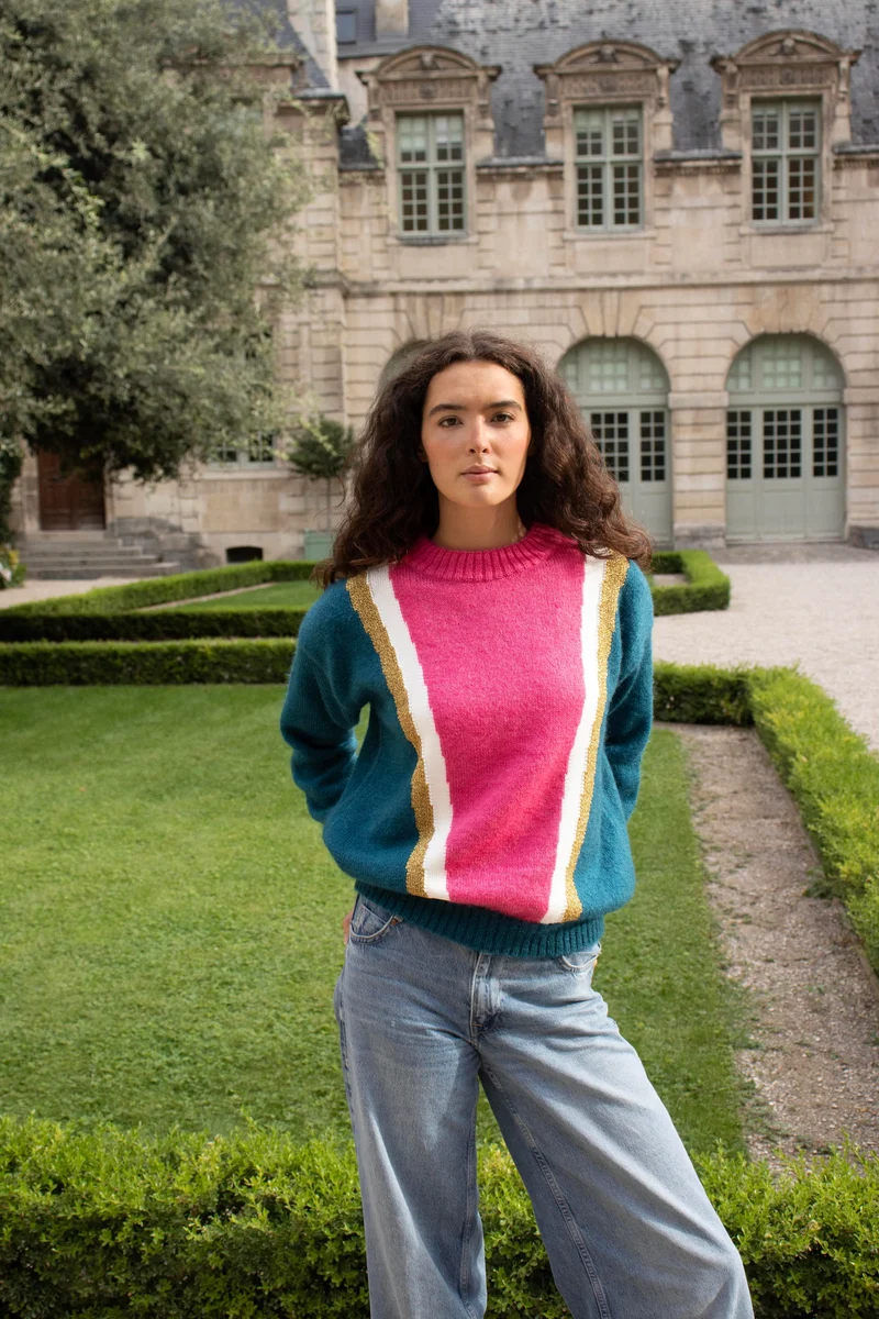 Pull Serena mohair Pacifique et rose