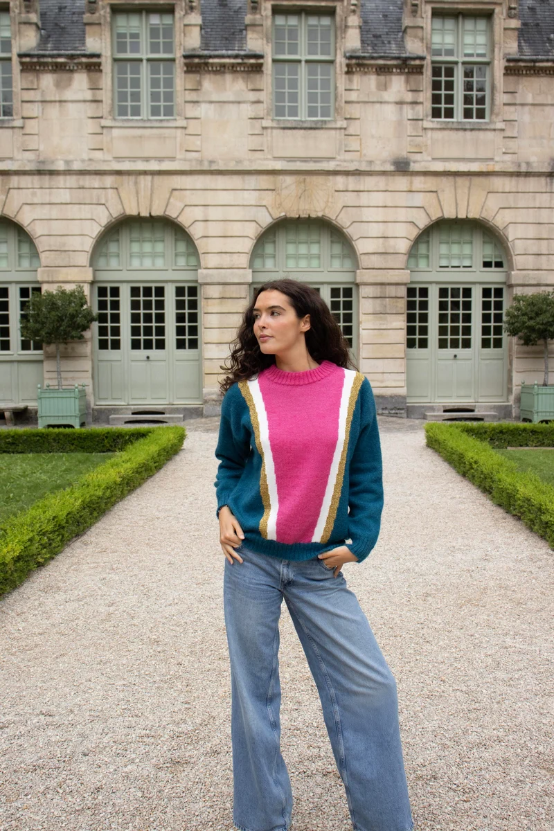 Pull Serena mohair Pacifique et rose