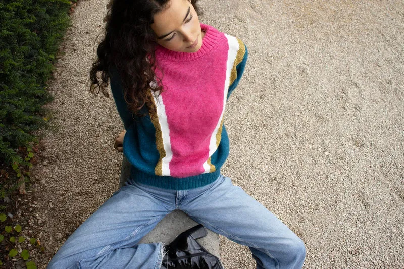 Pull Serena mohair Pacifique et rose