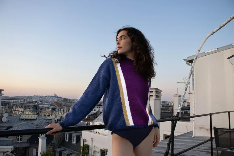 Pull Serena mohair Marine et mûre