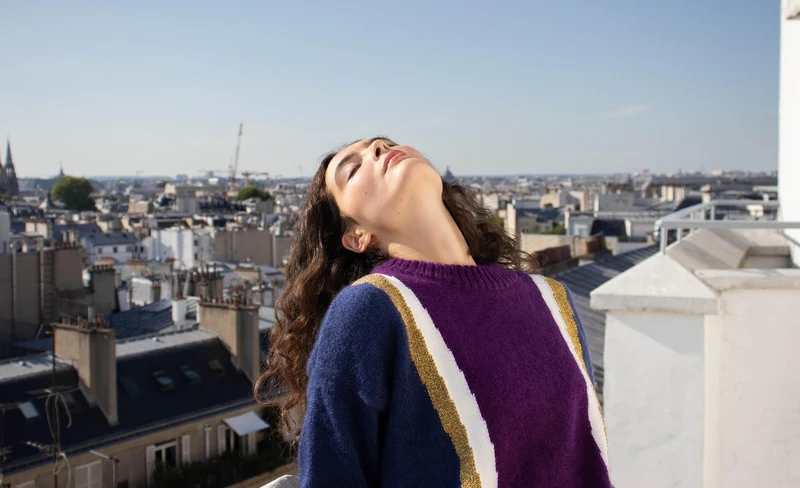 Pull Serena mohair Marine et mûre