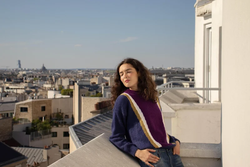 Pull Serena mohair Marine et mûre