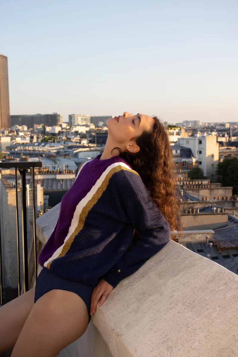 Pull Serena mohair Marine et mûre