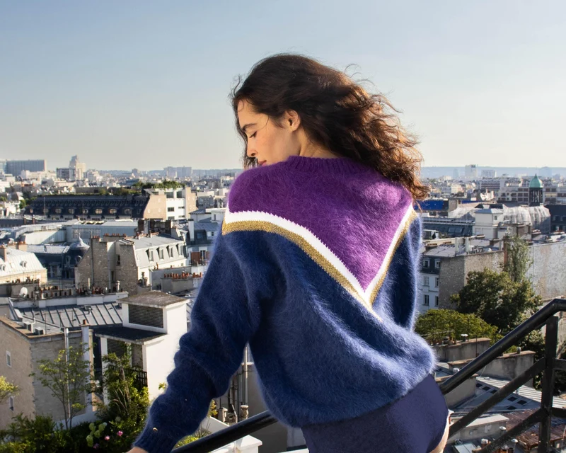 Pull Celeste Marine et mûre.