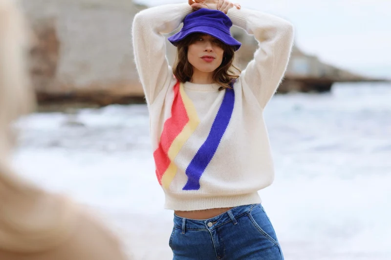 Pull Inès Naturel et Néon.