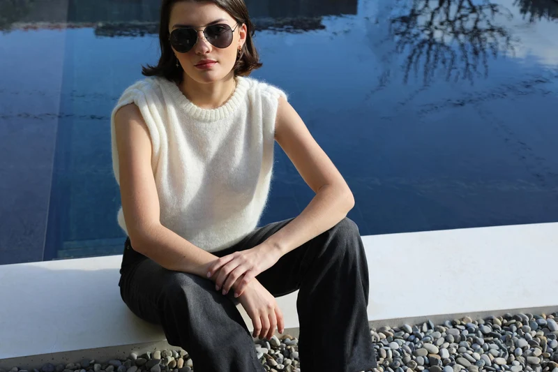 Pull Pearl à tricoter en mohair.