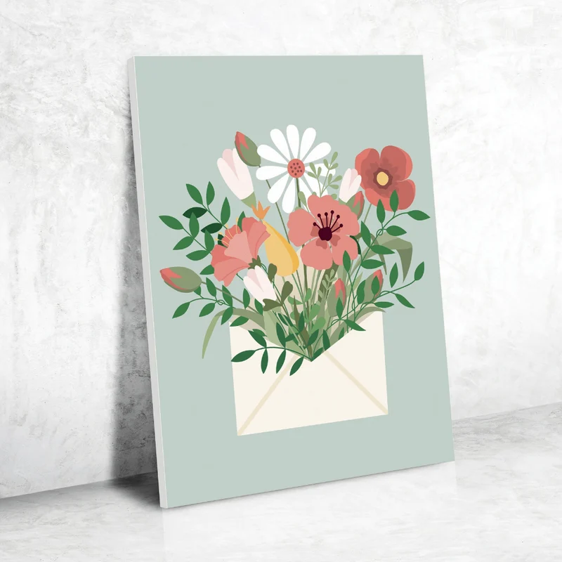 Kit peinture numéro enveloppe fleurie
