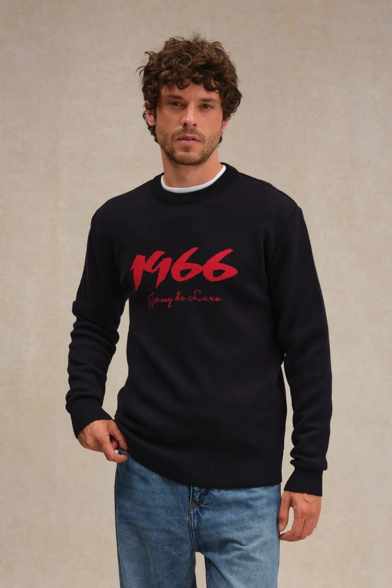 Pull 1966 marine et rouge pour homme