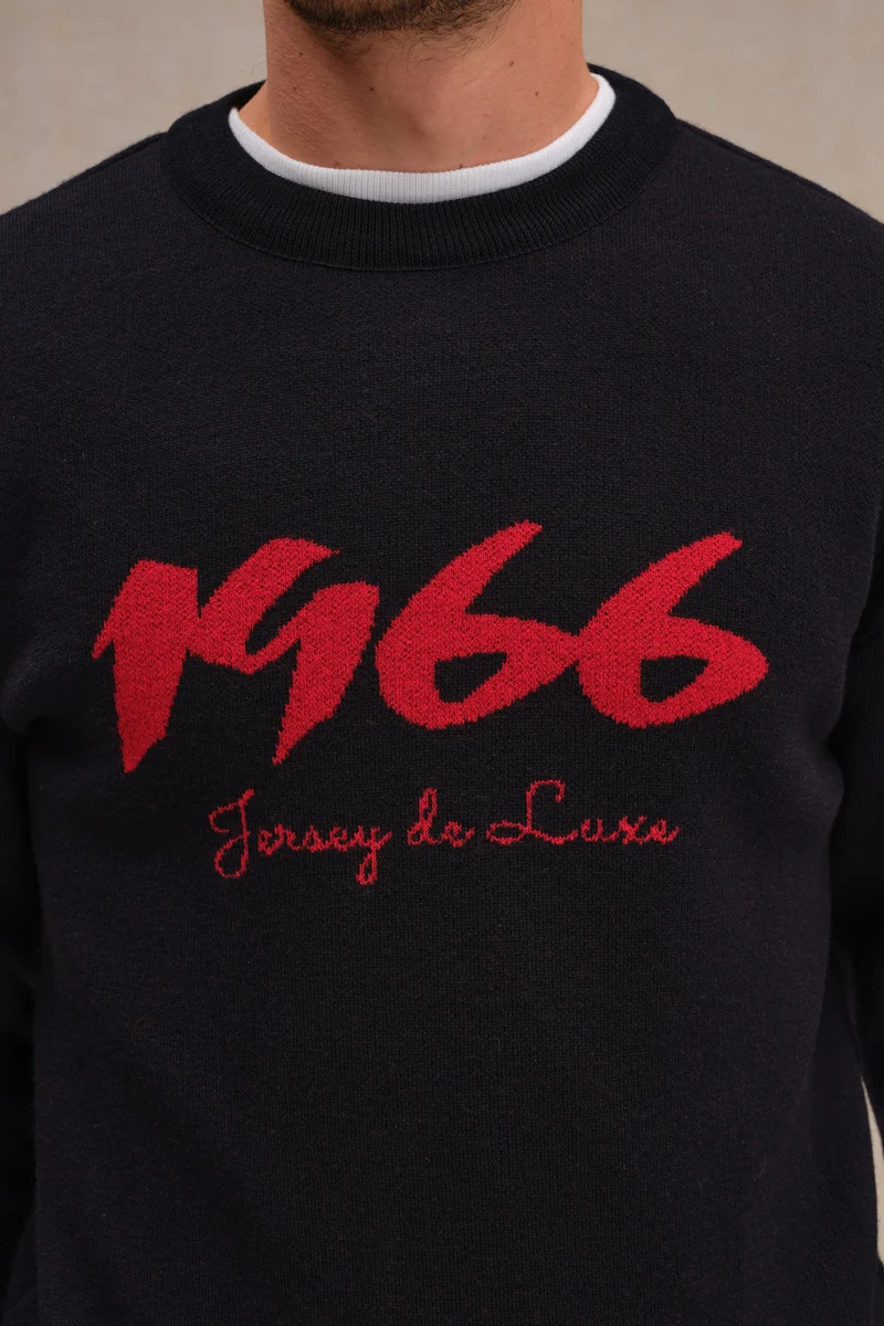 Pull 1966 marine et rouge pour homme