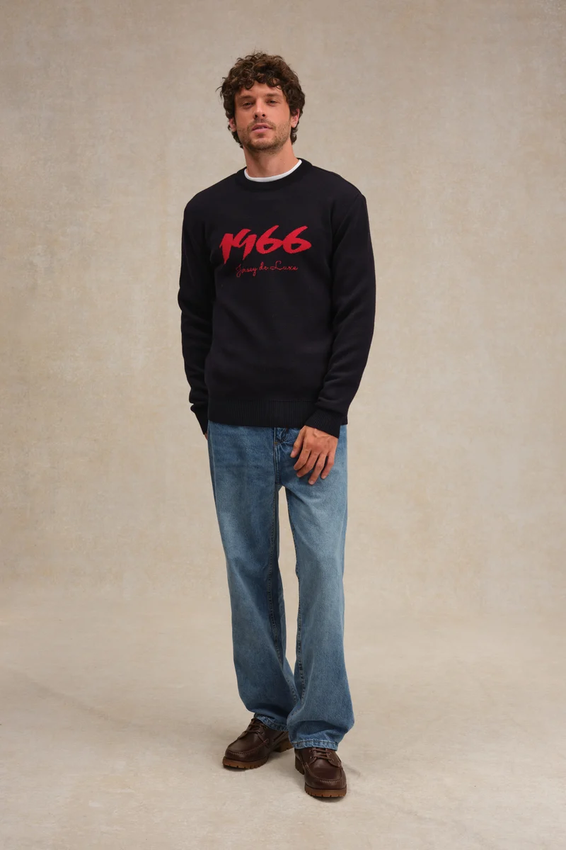 Pull 1966 marine et rouge pour homme