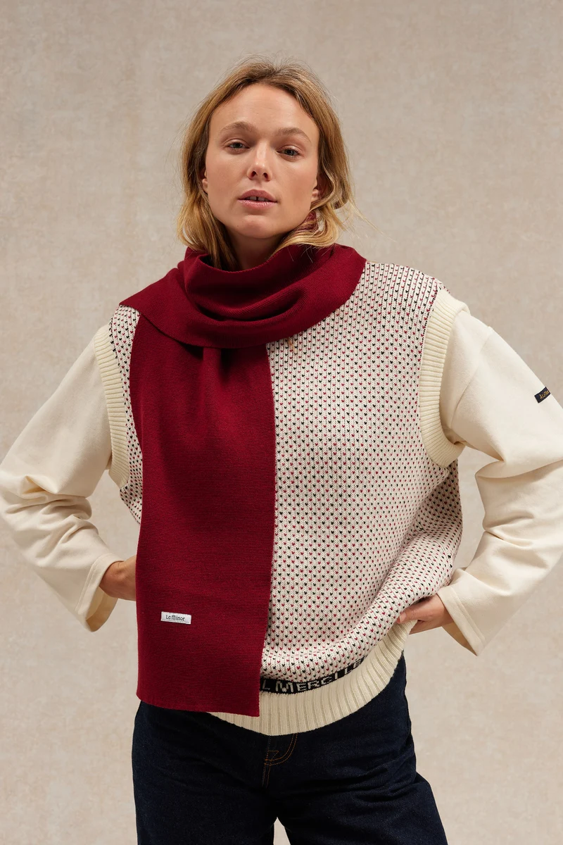 Écharpe fine mixte bordeaux en maille Milano
