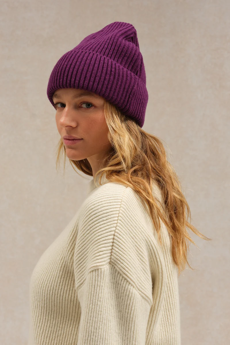 Bonnet extra doux mixte prune