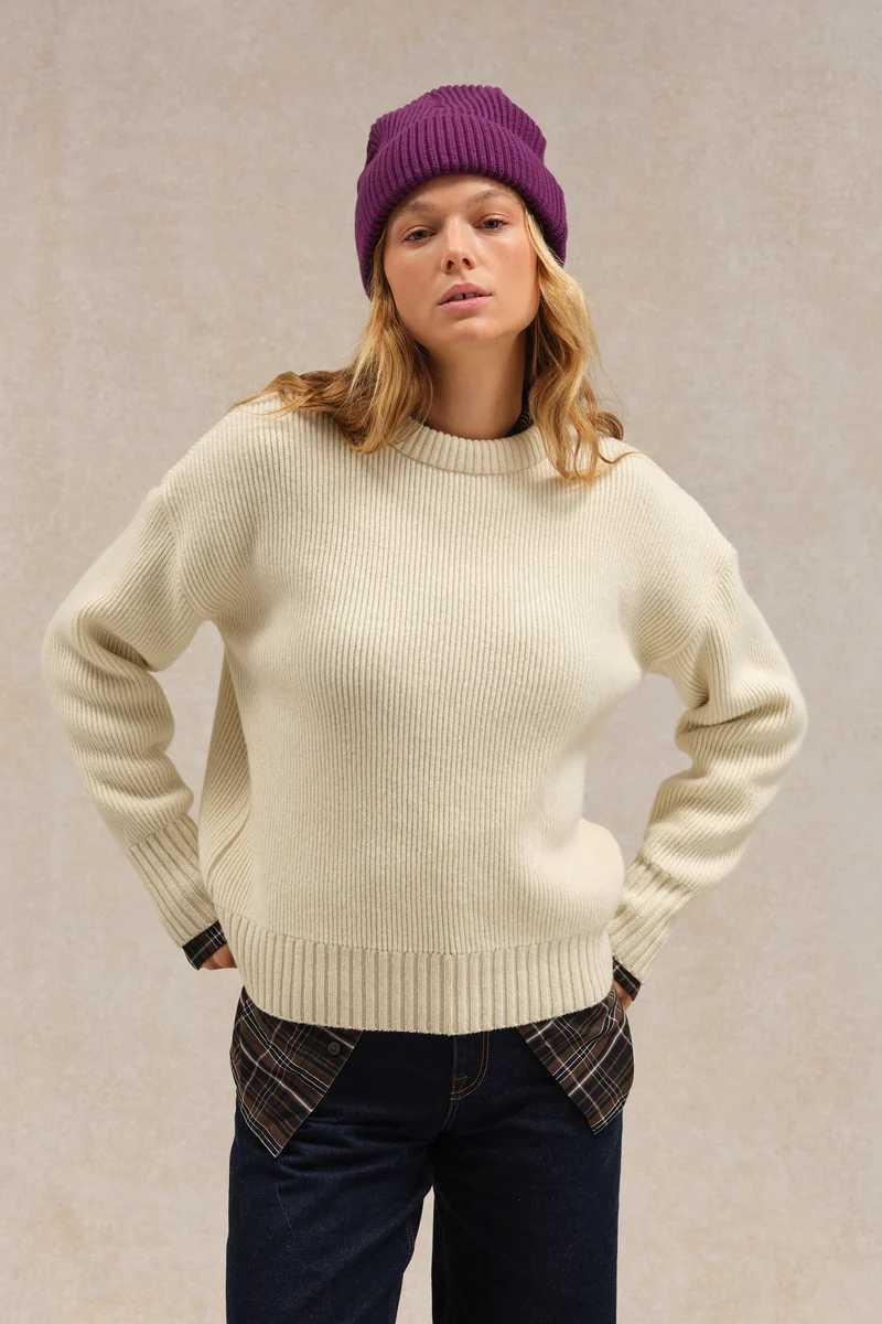 Bonnet extra doux mixte prune