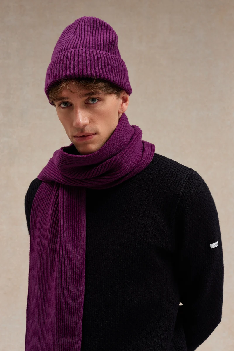 Bonnet extra doux mixte prune