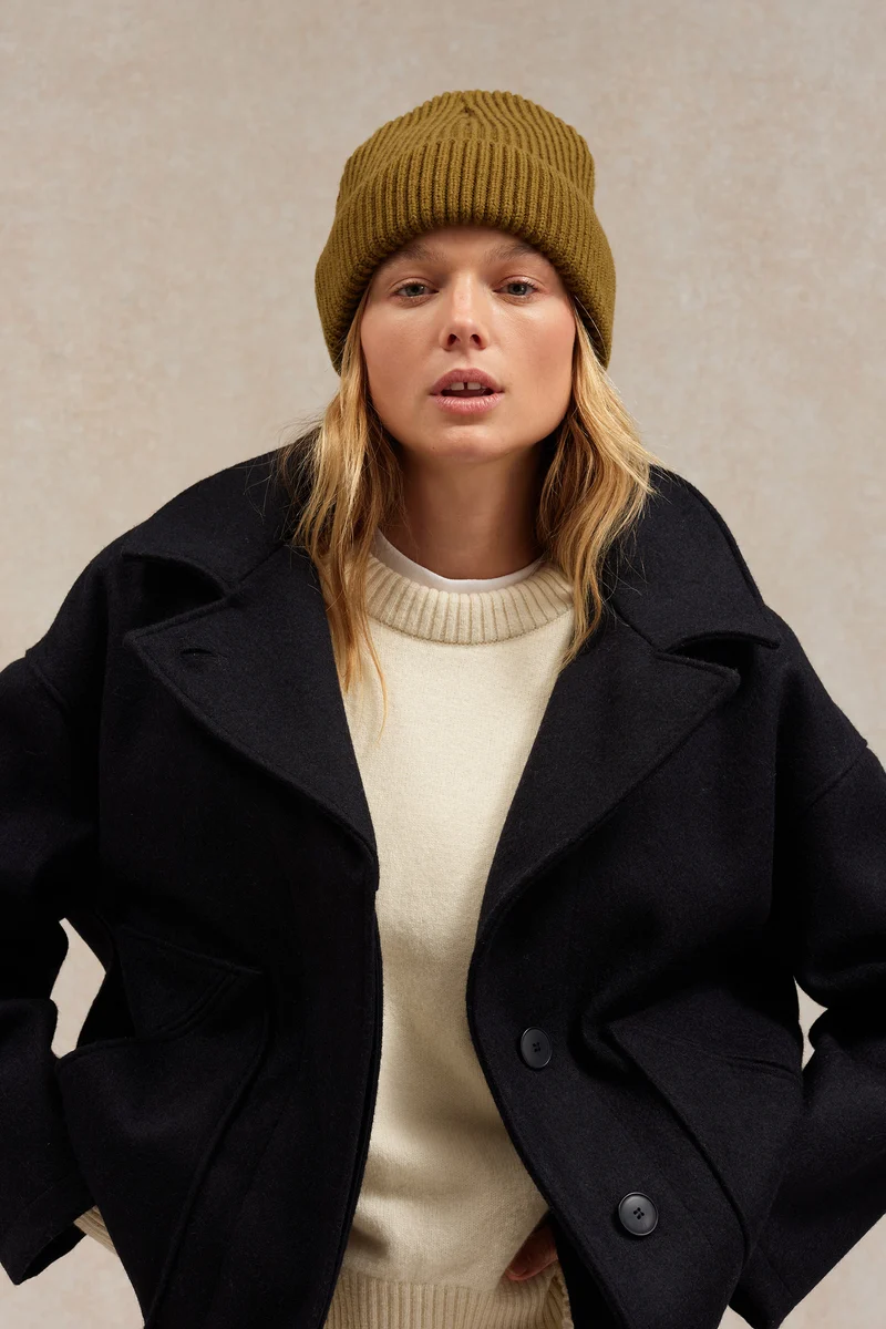 Bonnet extra doux mixte olive