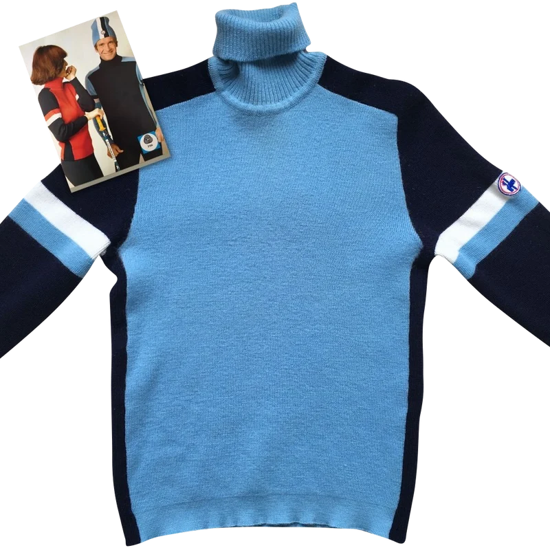 Pull col roulé ski bleu - Seconde Main