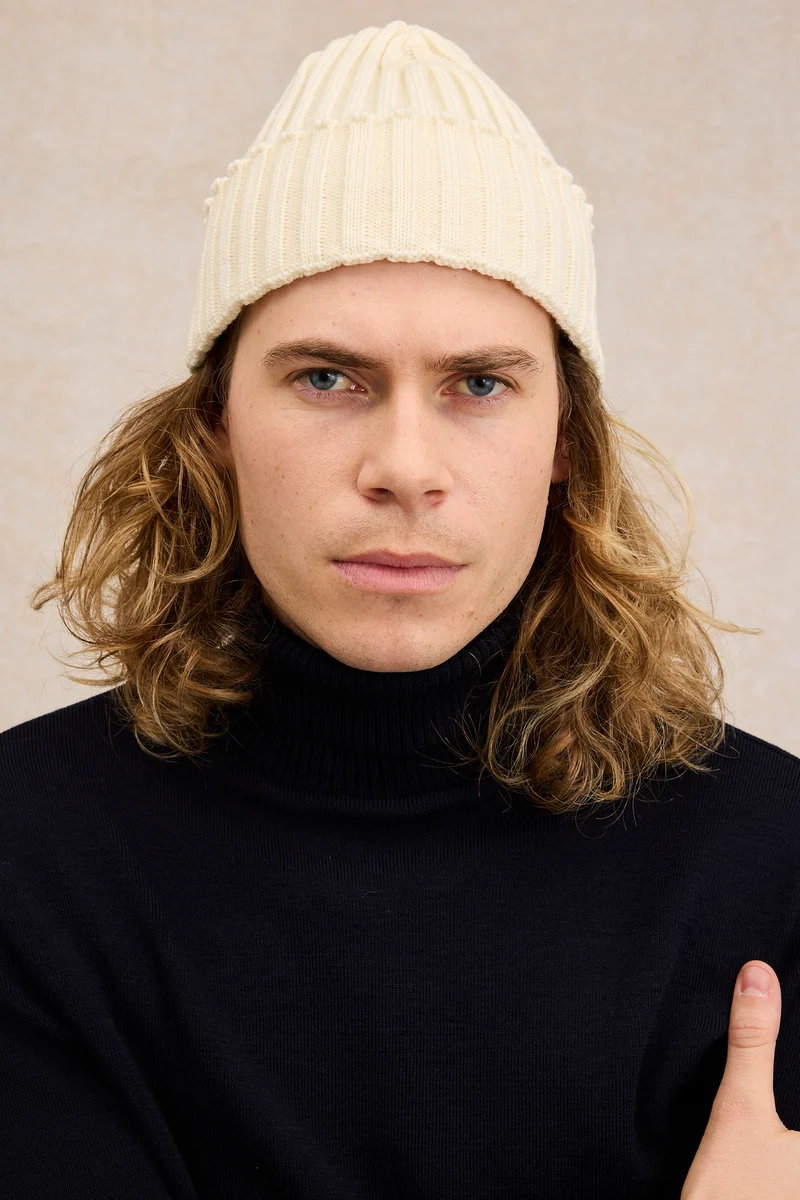 Pull col roulé Marine nationale bleu marine en laine mérinos pour homme