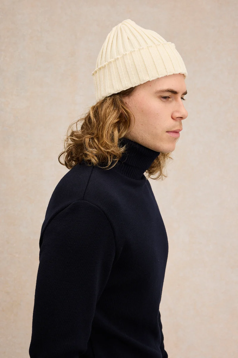 Pull col roulé Marine nationale bleu marine en laine mérinos pour homme