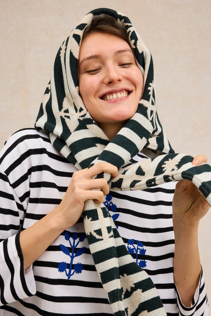 Marinière brodée bleu en coton pour femme - Le Minor x Fragonard