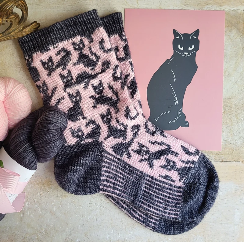 Chat-astrophe Socks | Knitting pattern and Optional kits