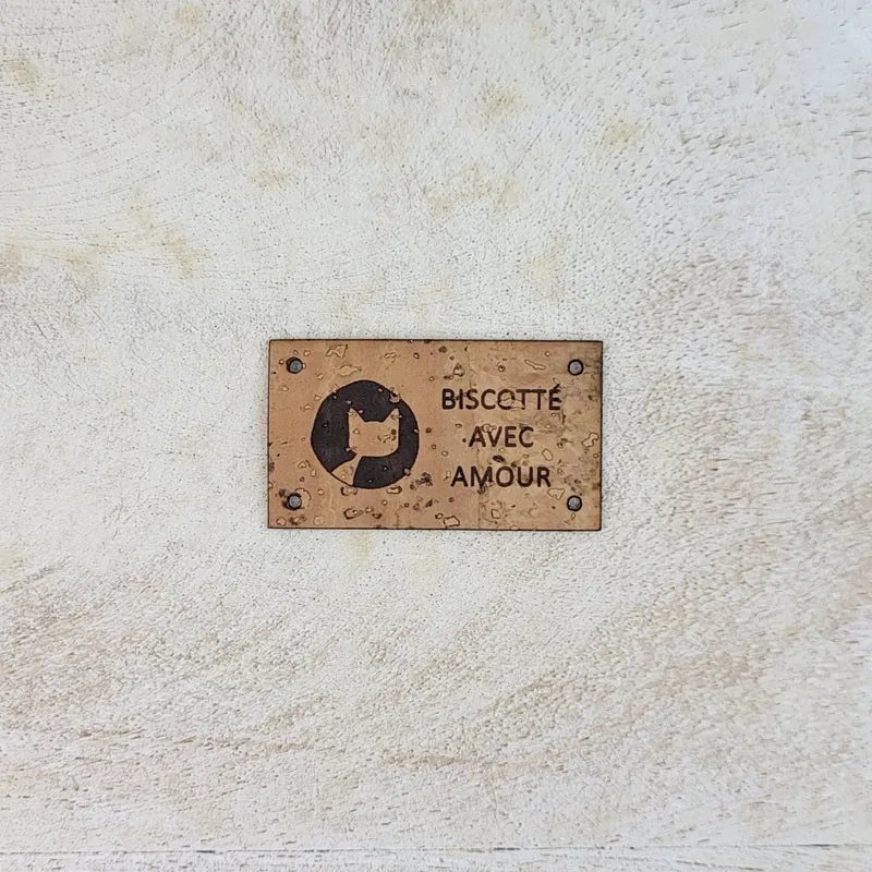 Sew-on Cork labels - Biscotte with Sentence