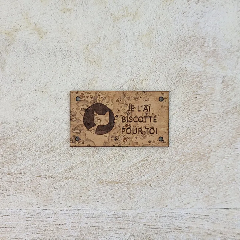 Sew-on Cork labels - Biscotte with Sentence