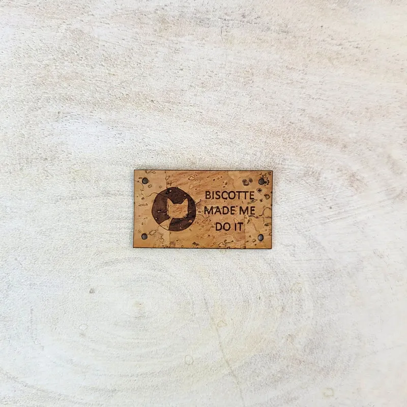 Sew-on Cork labels - Biscotte with Sentence