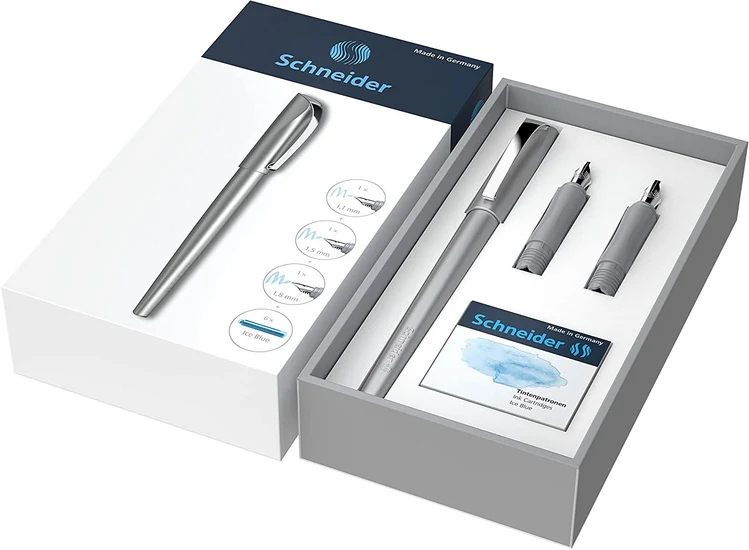 Ens. Stylo plume Anthracite avec 3 pointes et cartouches