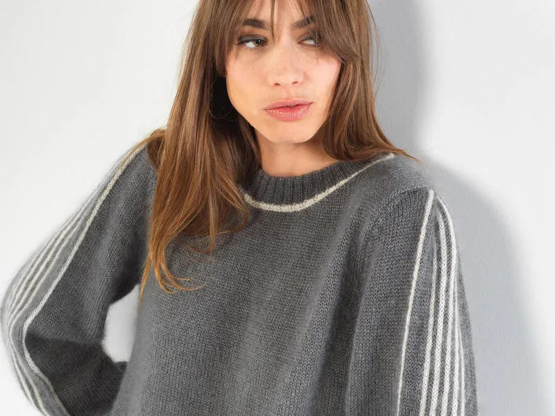 Pull Alix mohair à lignes écrues.