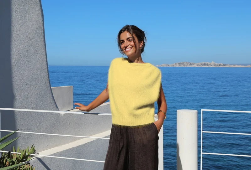 Pull Pearl à tricoter en angora.