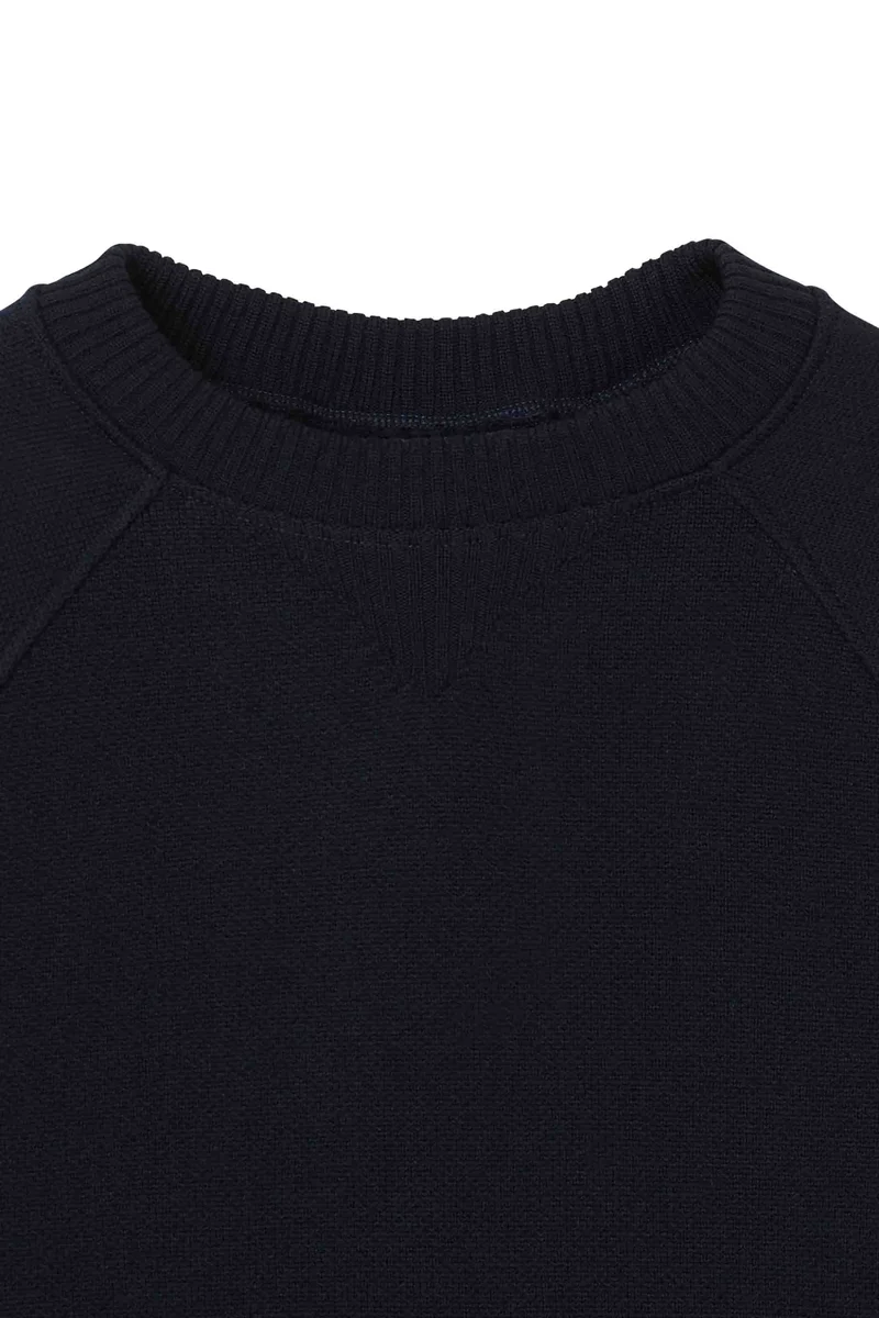 Sweat bleu marine en laine mérinos pour femme