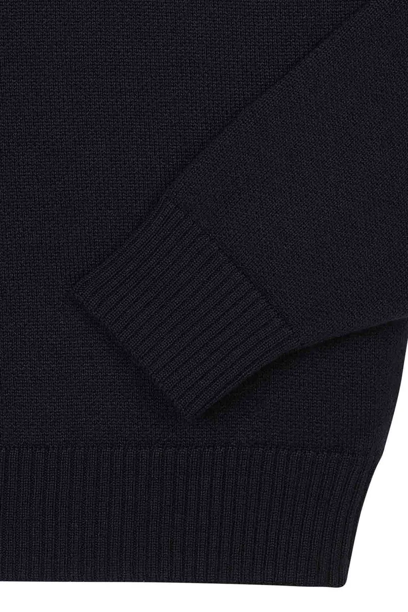 Sweat bleu marine en laine mérinos pour homme