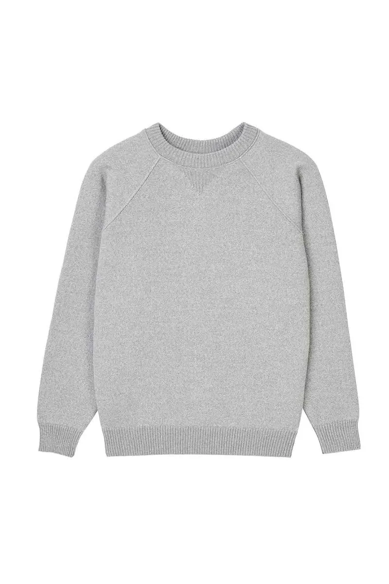 Sweat gris chiné en laine mérinos pour femme