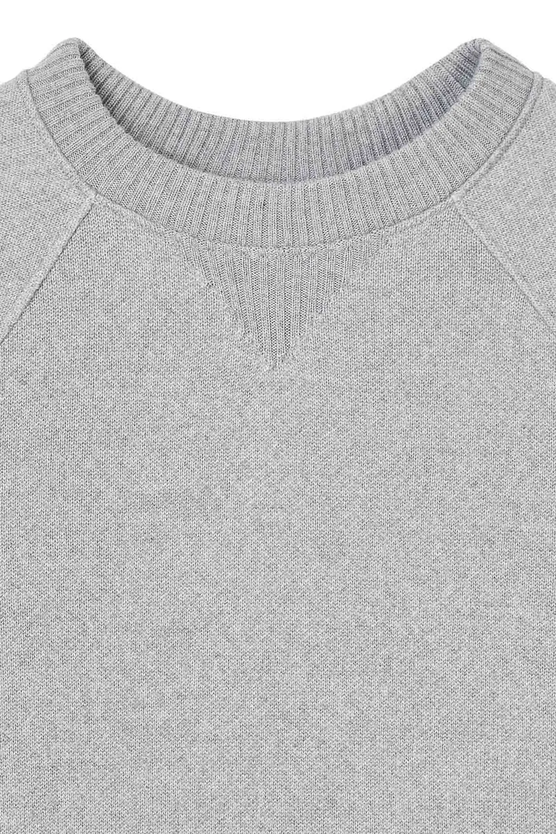 Sweat gris chiné en laine mérinos pour femme