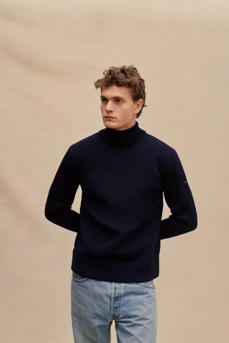 Pull sous-marinier bleu encre pour homme