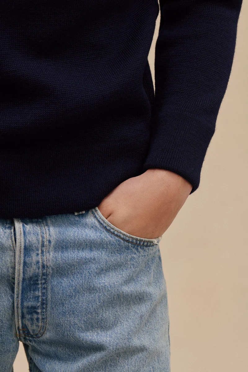 Pull sous-marinier bleu encre pour homme