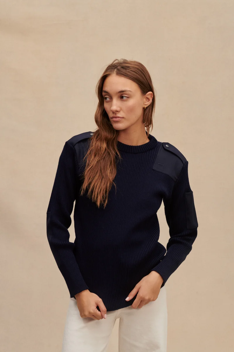 Pull Officier bleu marine pour femme