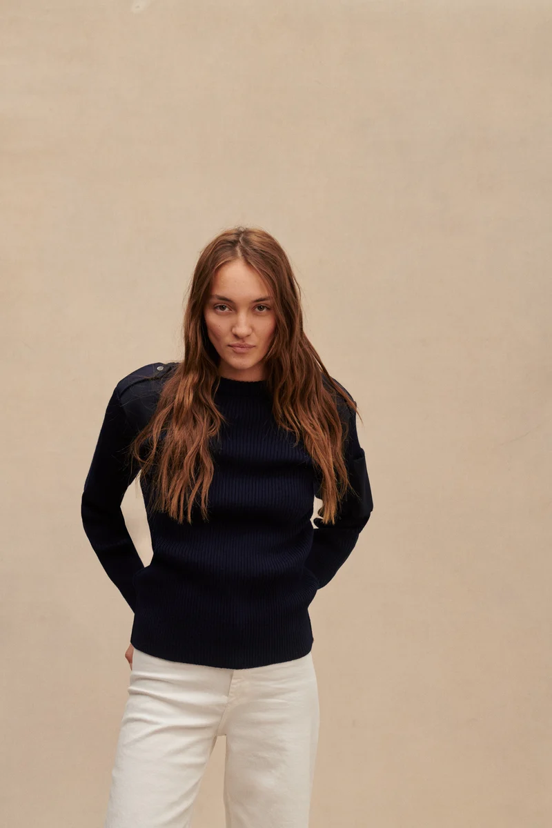 Pull Officier bleu marine pour femme