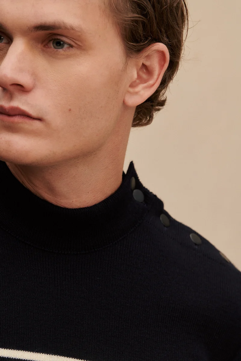 Pull marinière bleu marine pour homme