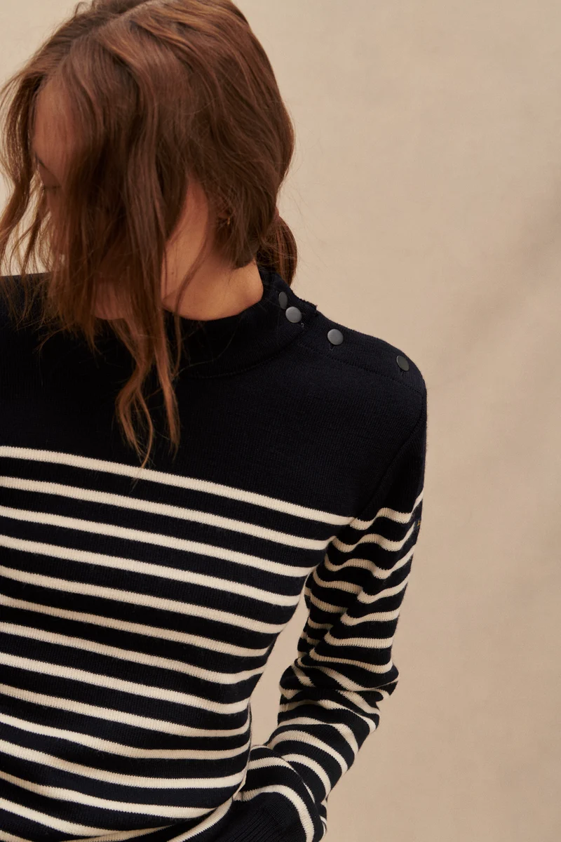 Pull marinière bleu marine pour femme