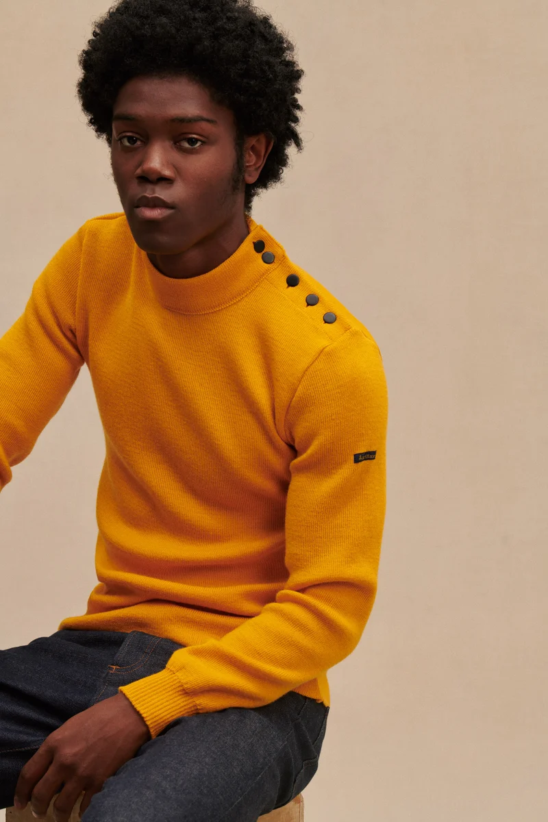 Pull marin jaune pour homme