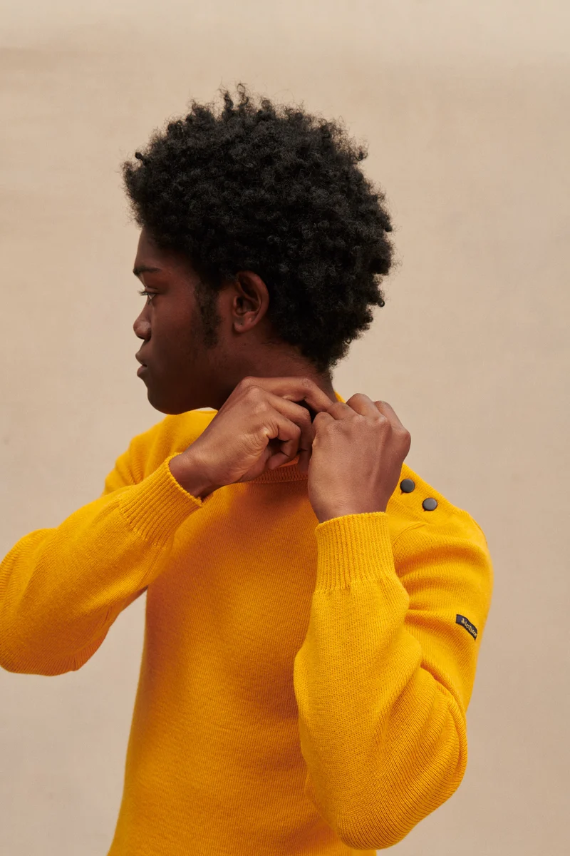 Pull marin jaune pour homme