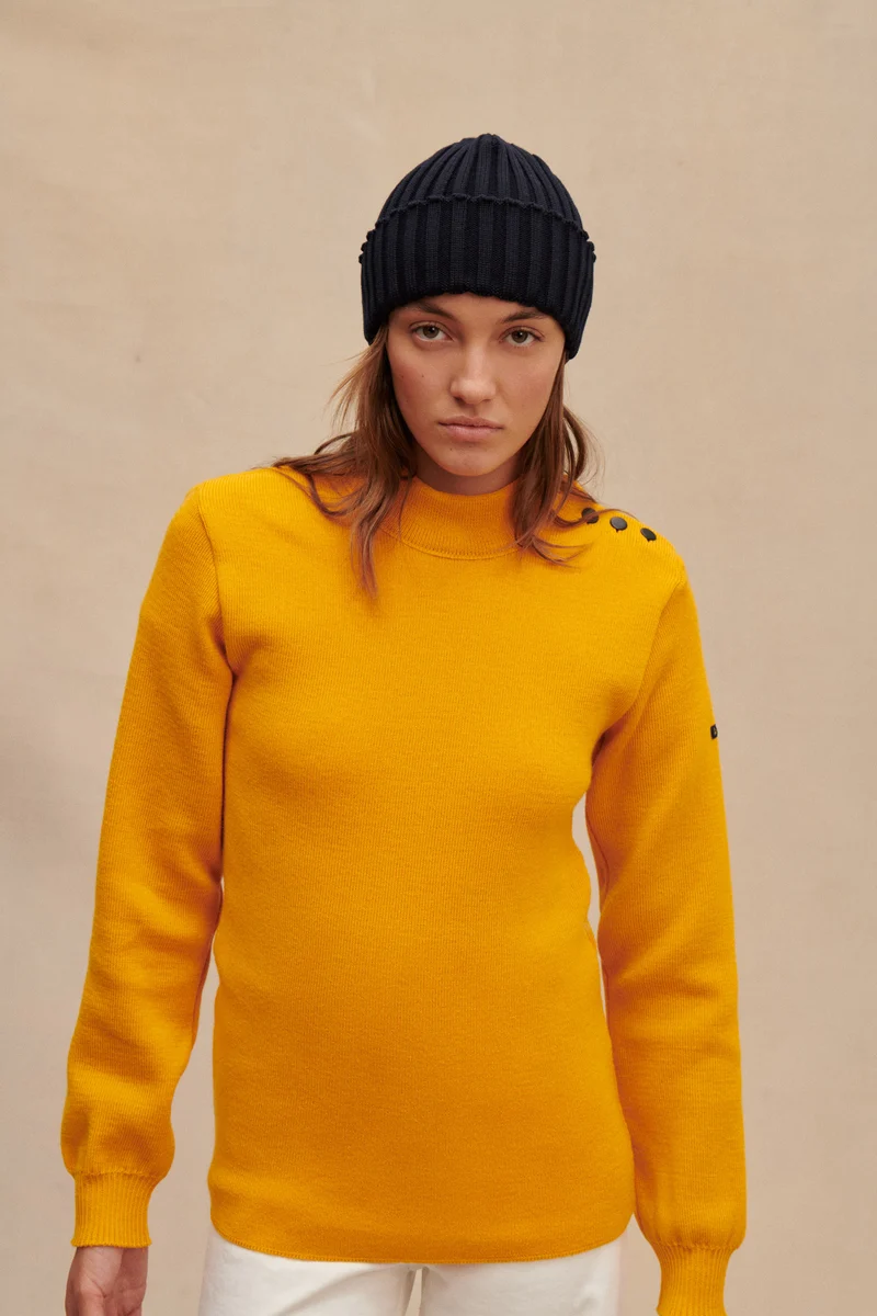 Pull marin jaune pour femme