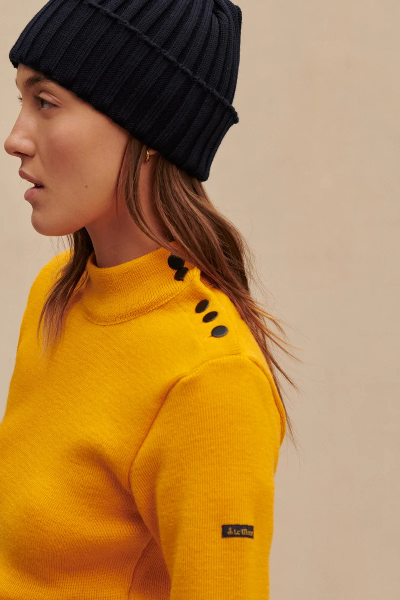 Pull marin jaune pour femme