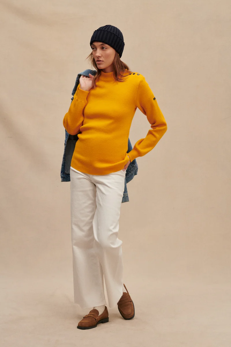 Pull marin jaune pour femme