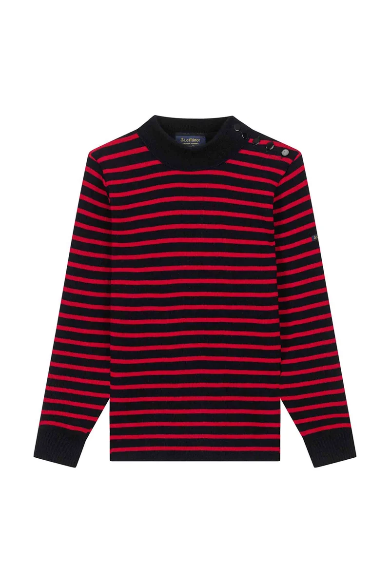 Pull marin rayé marine et rouge pour femme