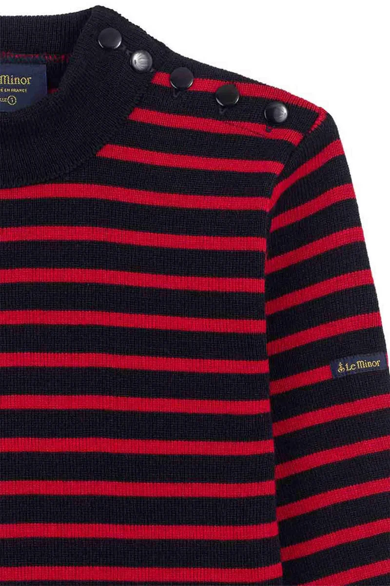 Pull marin rayé marine et rouge pour femme