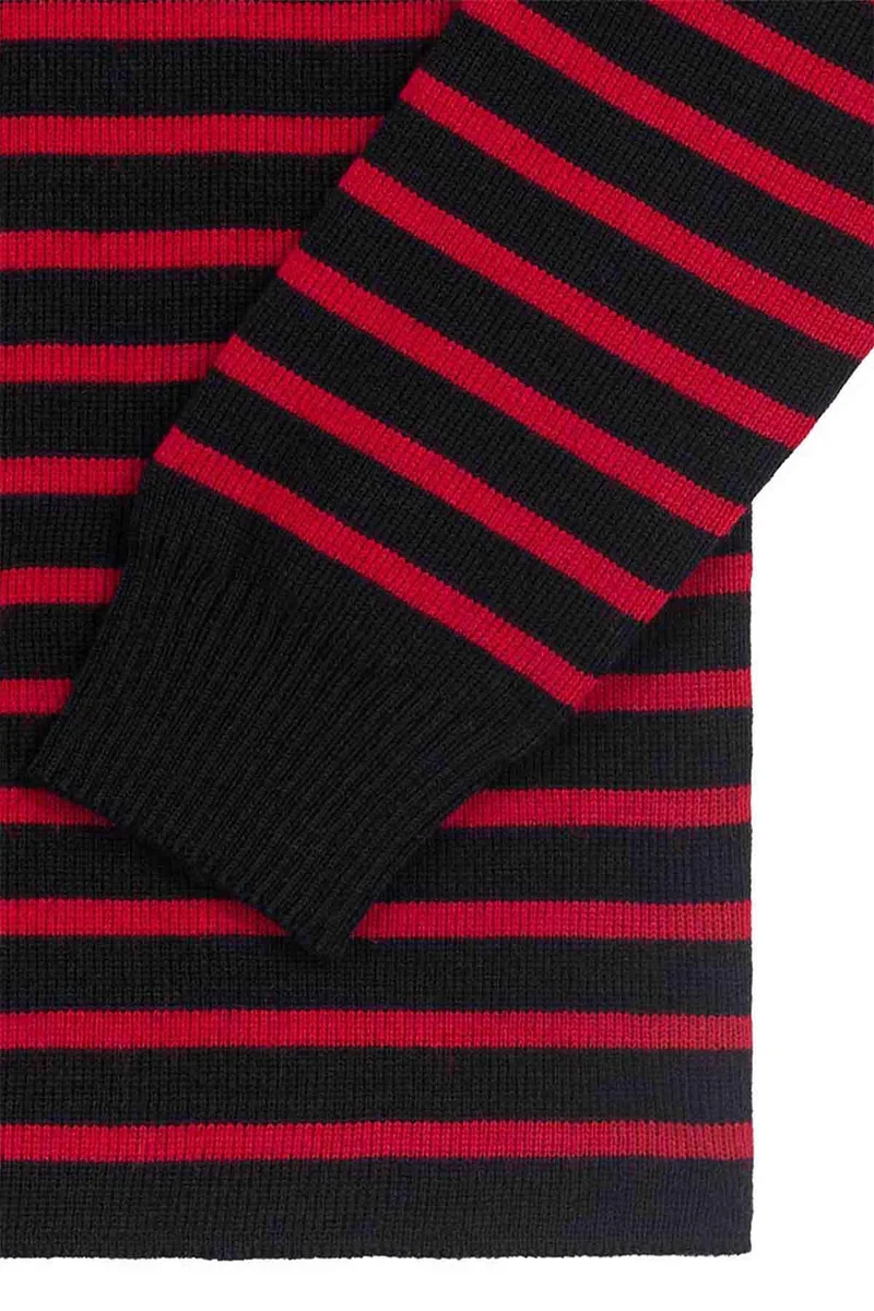 Pull marin rayé marine et rouge pour femme
