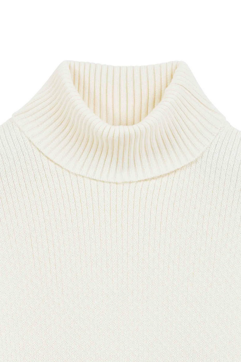 Pull col roulé Norvégien écru pour femme