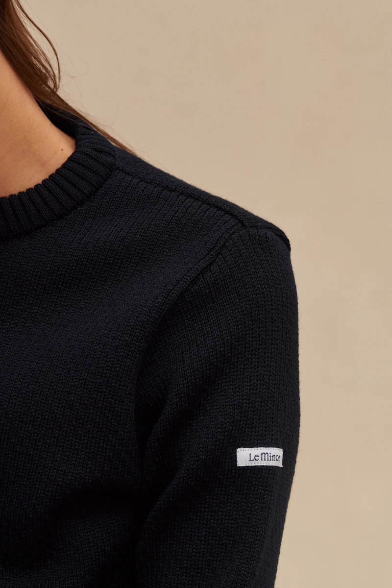 Pull col rond Norvégien bleu marine pour femme